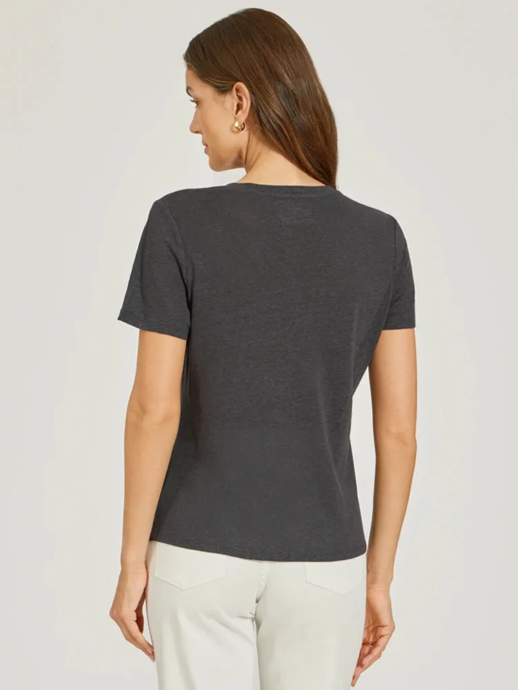 Relaxed Linen Blend V-Neck Tee sold by Mott & Bow product image thumbnail 2
