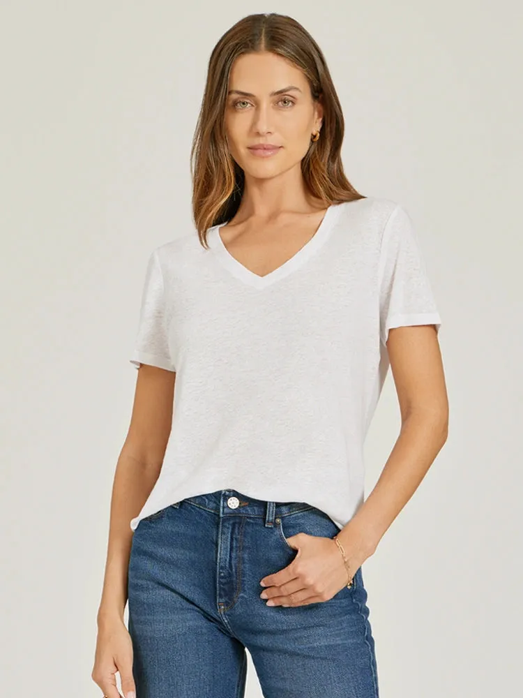Relaxed Linen Blend V-Neck Tee sold by Mott & Bow