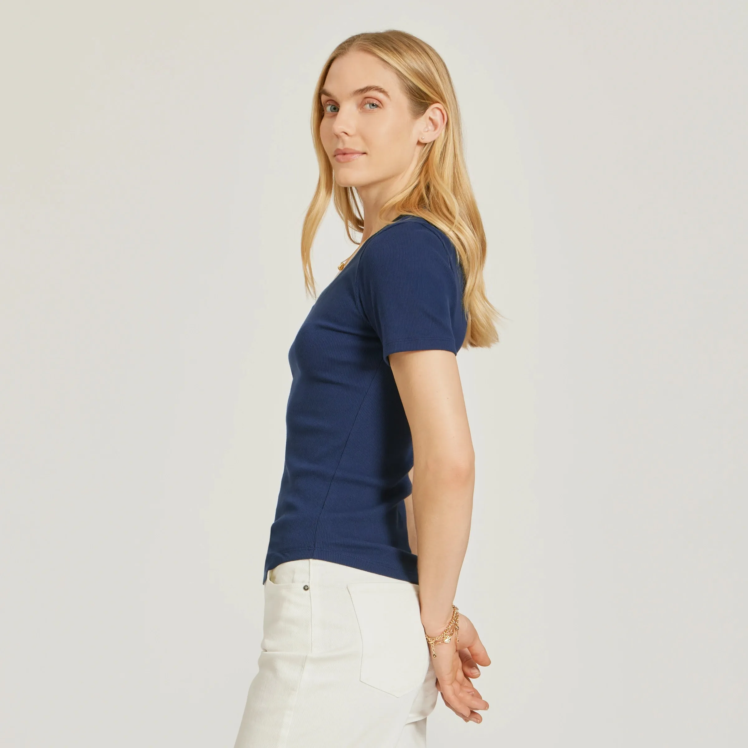 Rib Scoop Neck Tee sold by Mott & Bow product image thumbnail 5
