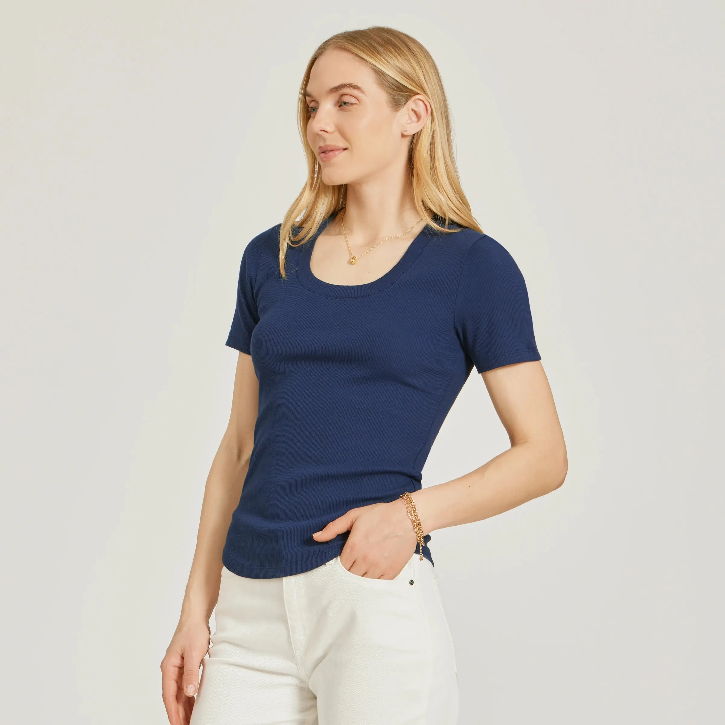 Rib Scoop Neck Tee sold by Mott & Bow product image thumbnail 4