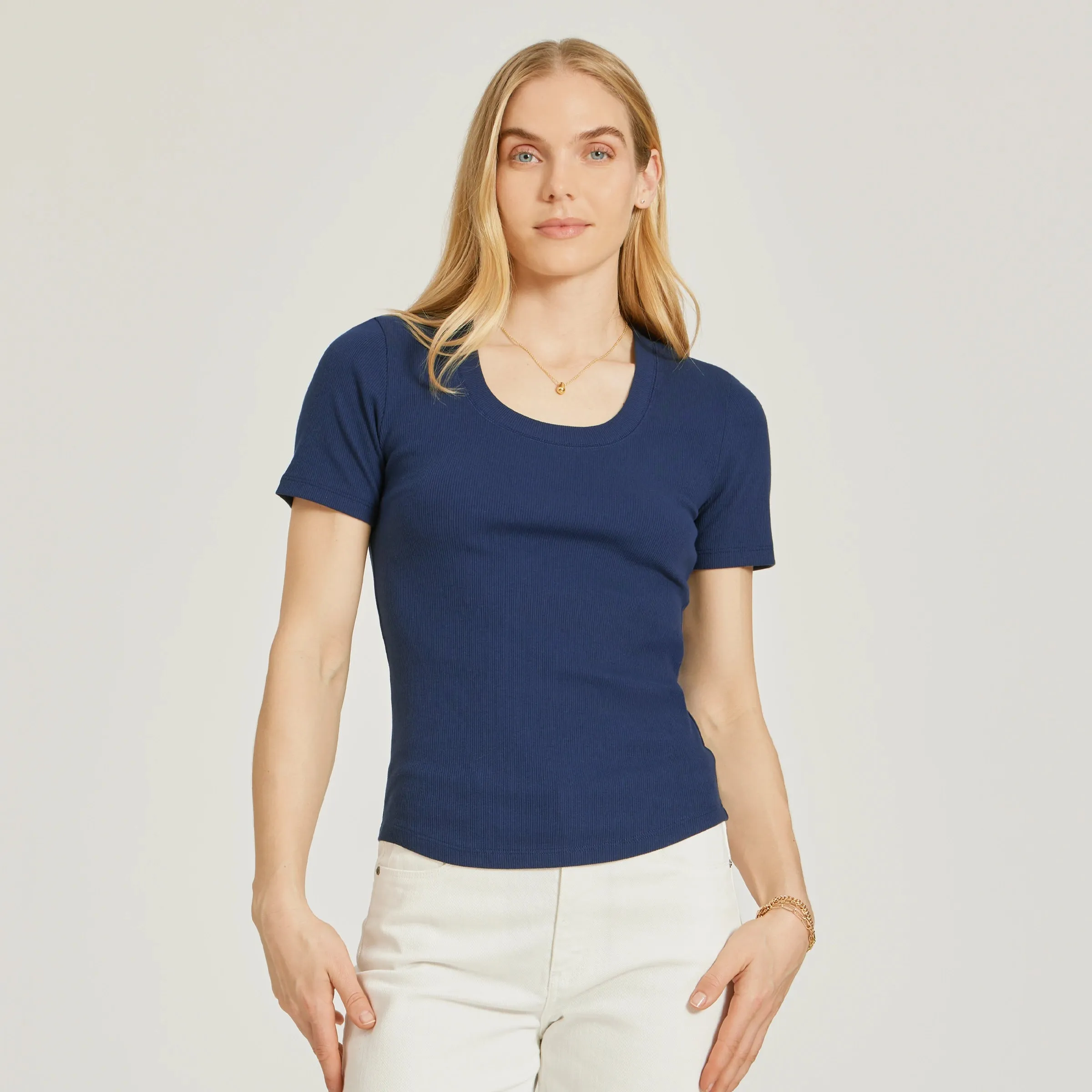 Rib Scoop Neck Tee sold by Mott & Bow product image thumbnail 3