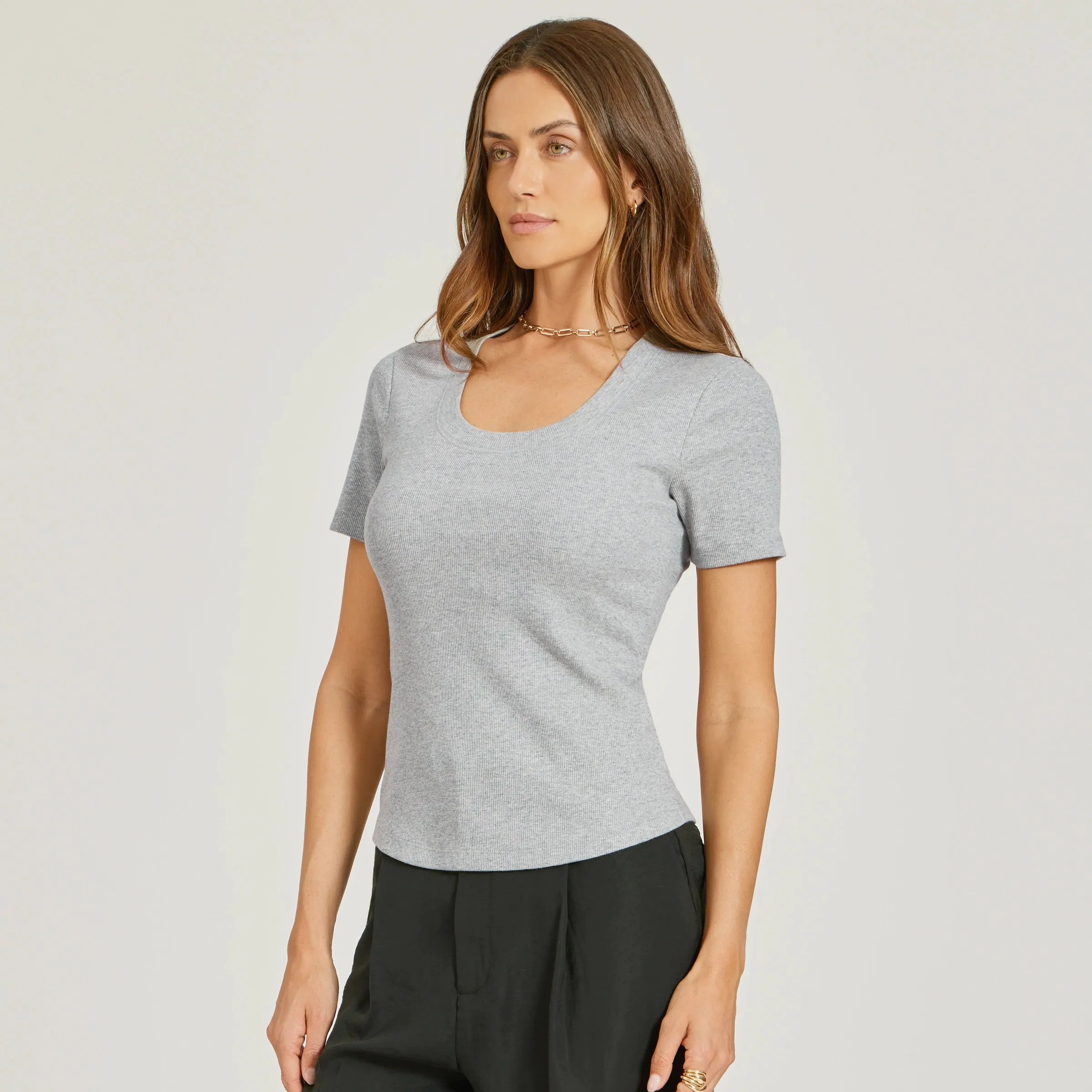 Rib Scoop Neck Tee sold by Mott & Bow product image thumbnail 4