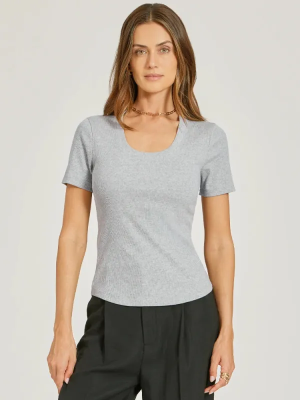 Rib Scoop Neck Tee sold by Mott & Bow
