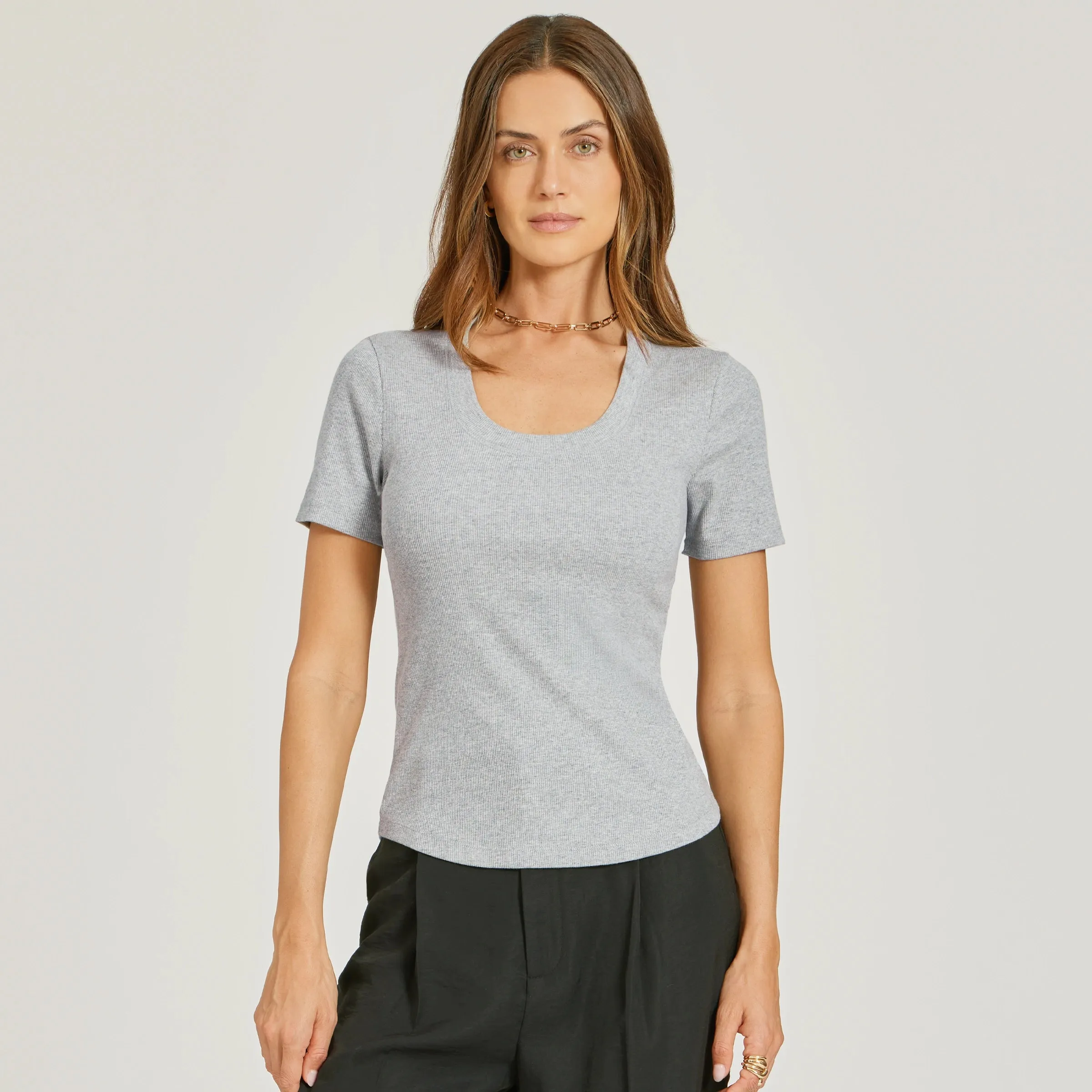 Rib Scoop Neck Tee sold by Mott & Bow product image thumbnail 3