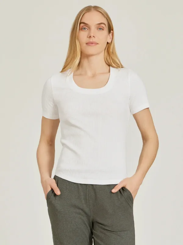 Rib Scoop Neck Tee sold by Mott & Bow