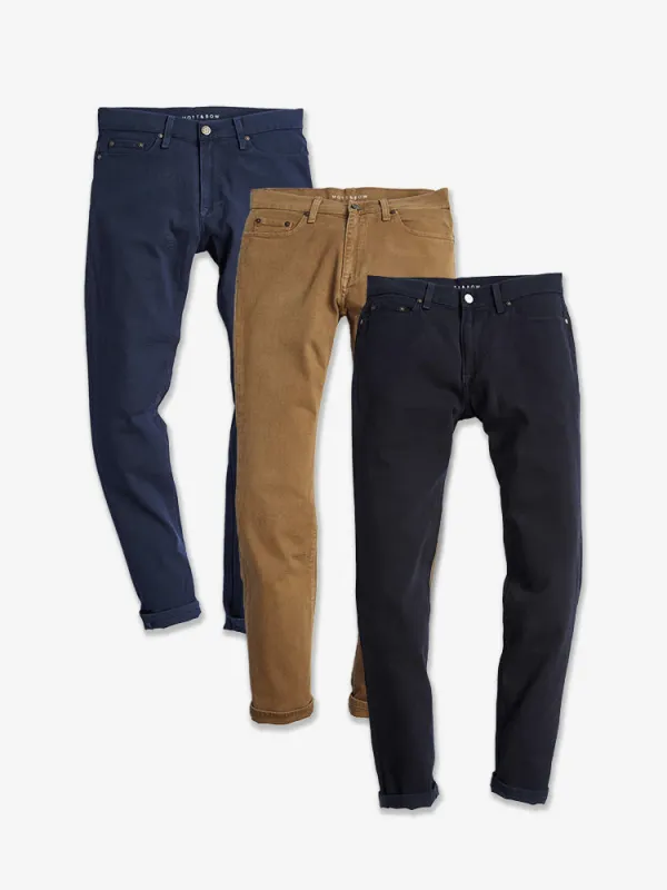 Straight Twill Stretch Jeans 3-Pack sold by Mott & Bow