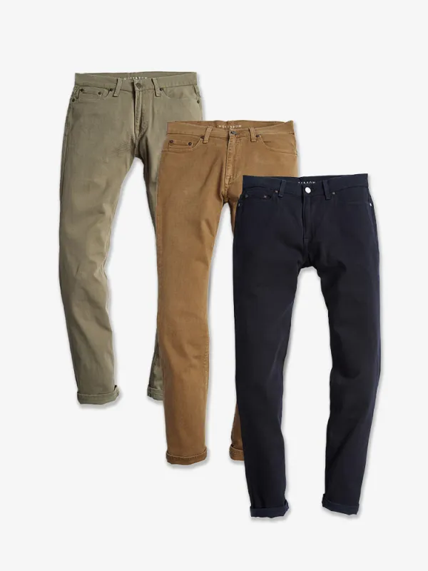 Straight Twill Stretch Jeans 3-Pack sold by Mott & Bow