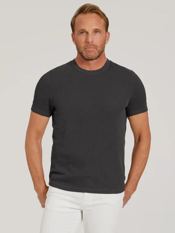 Cotton Waffle Curved Hem Crew sold by Mott & Bow