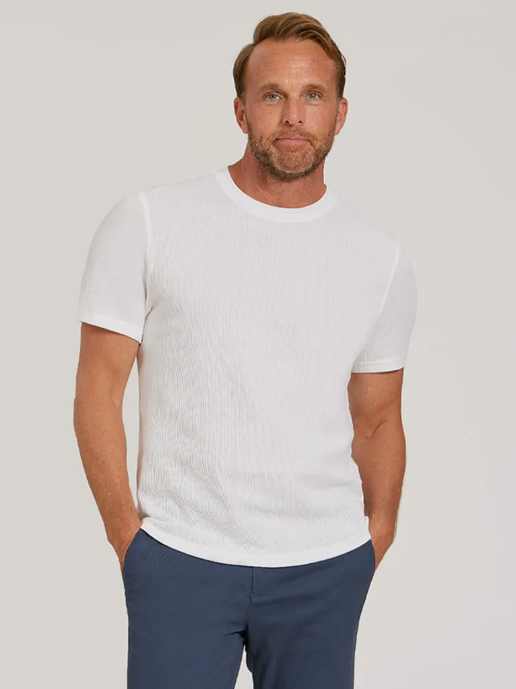 Cotton Waffle Curved Hem Crew sold by Mott & Bow