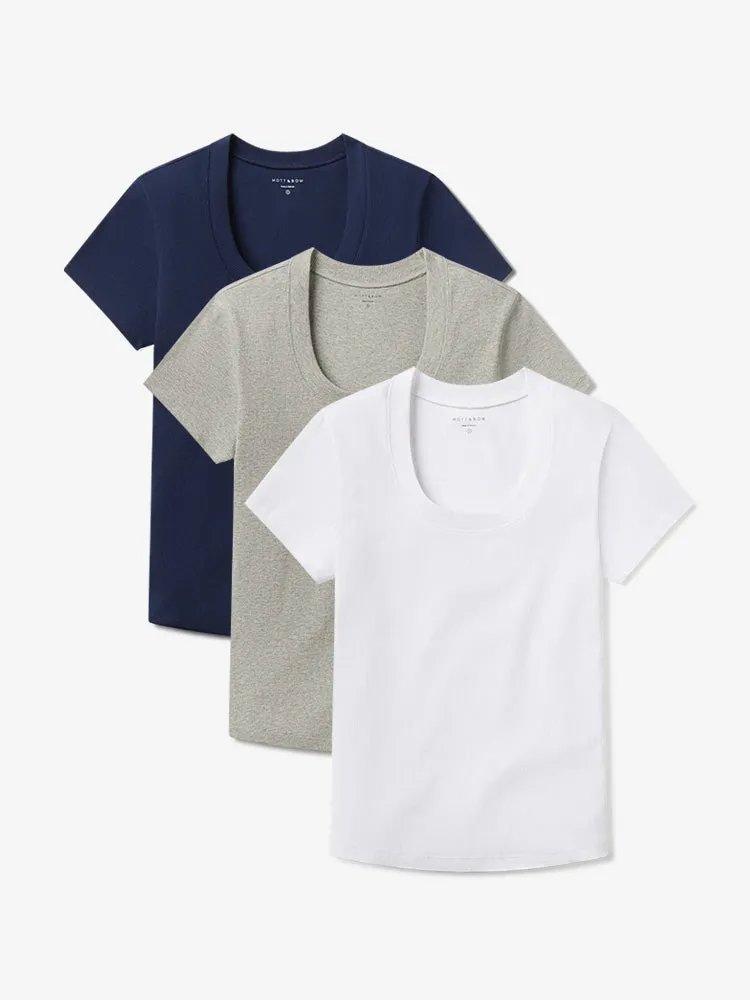 Rib Scoop Neck Tee 3-Pack sold by Mott & Bow