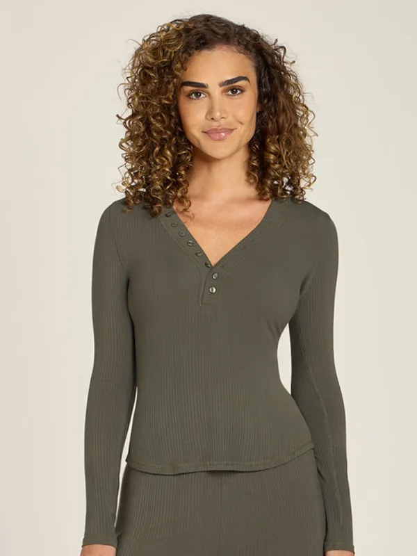 Lounge Long Sleeve Henley sold by Mott & Bow