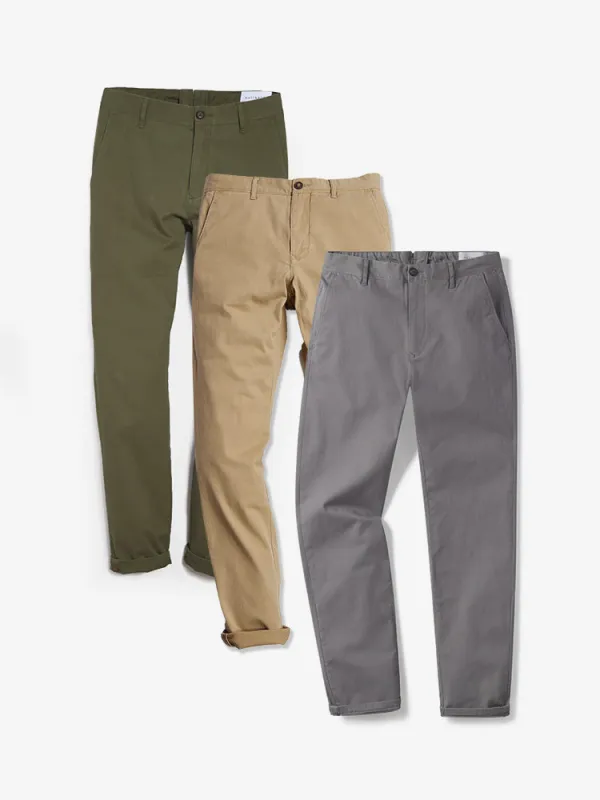 Everyday Comfort Chino Slim Pants 3-Pack sold by Mott & Bow