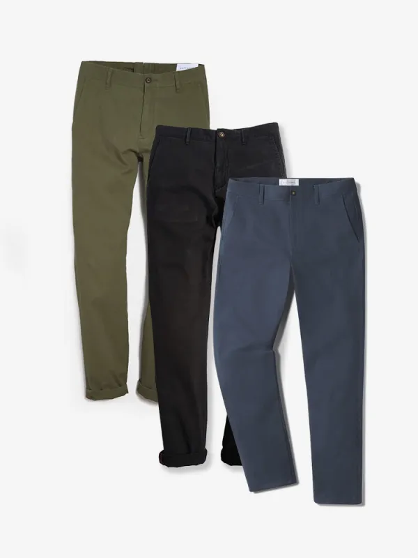 Everyday Comfort Chino Slim Pants 3-Pack sold by Mott & Bow