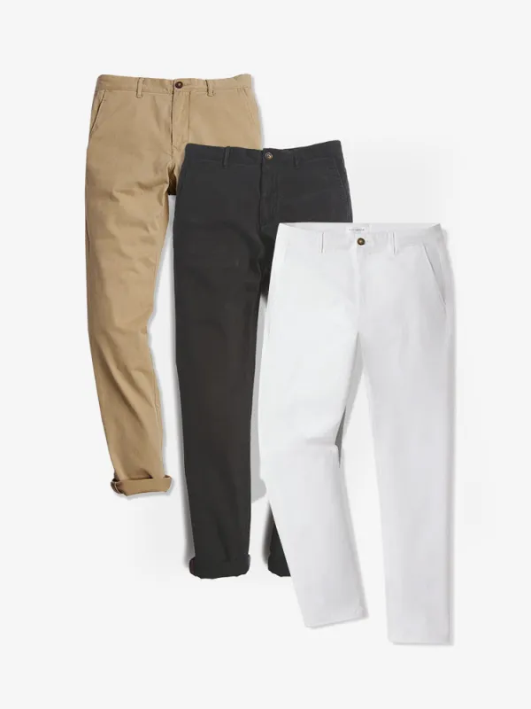 Everyday Comfort Chino Slim Pants 3-Pack sold by Mott & Bow