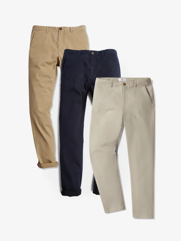 Everyday Comfort Chino Slim Pants 3-Pack sold by Mott & Bow
