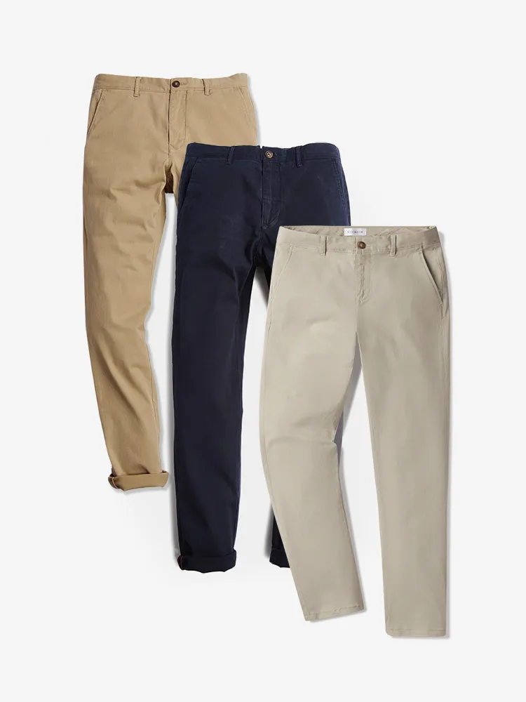 Everyday Comfort Chino Slim Pants 3-Pack sold by Mott & Bow