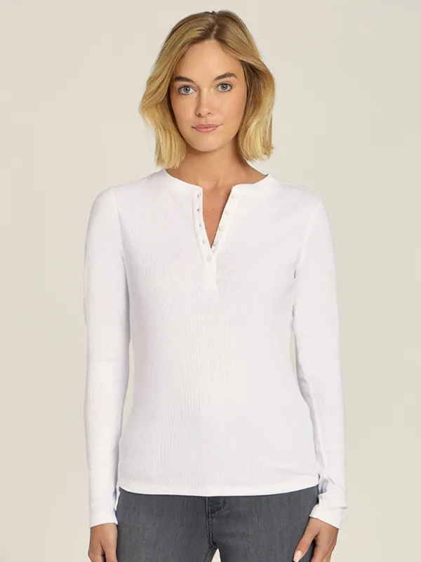 Long Sleeve Rib Henley Tee sold by Mott & Bow
