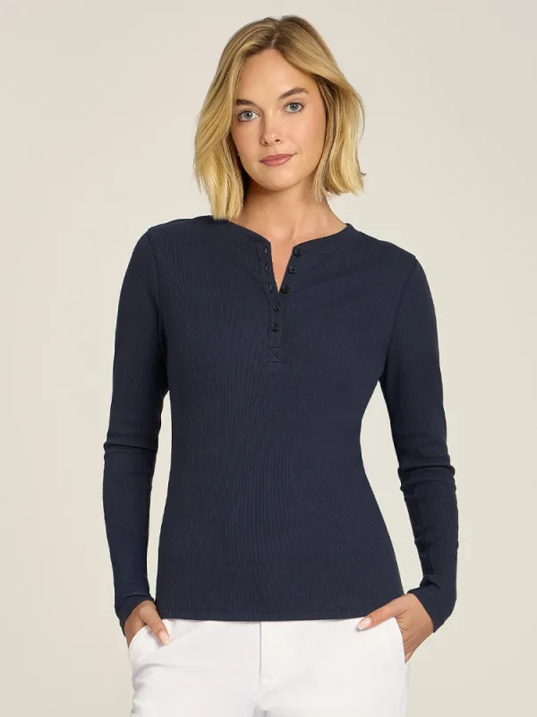 Long Sleeve Rib Henley Tee sold by Mott & Bow