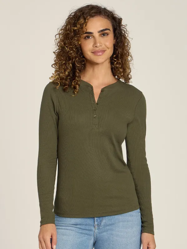 Long Sleeve Rib Henley Tee sold by Mott & Bow