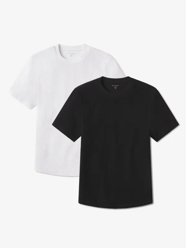 Cotton Waffle Curved Hem Crew 2-Pack made by Mott & Bow