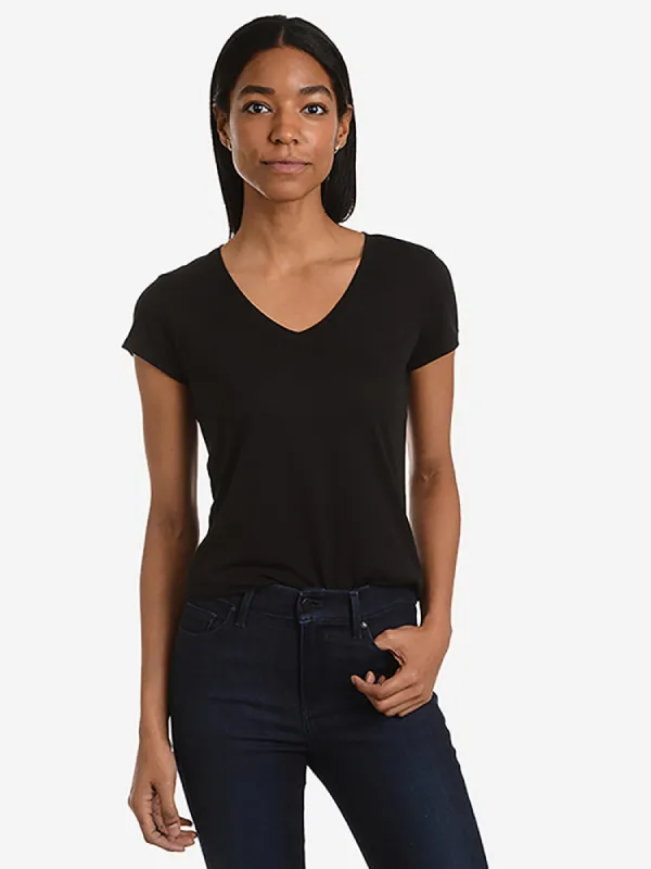 Fitted V-Neck Marcy Tee sold by Mott & Bow