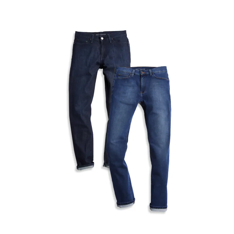 Slim Crosby Medium/Dark Blue and Oliver Light/Medium Blue 2-Pack Jeans sold by Mott & Bow
