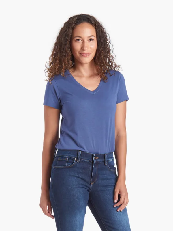 Fitted V-Neck Marcy Tee sold by Mott & Bow