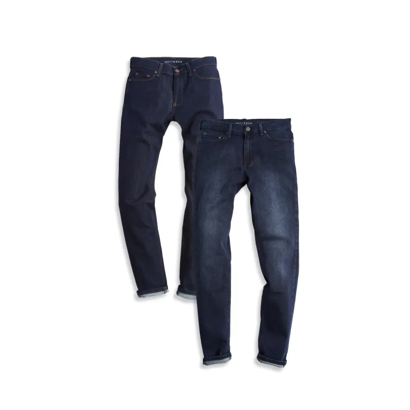 Slim Broome Dark Blue and Staple Medium/Dark Blue 2-Pack Jeans sold by Mott & Bow