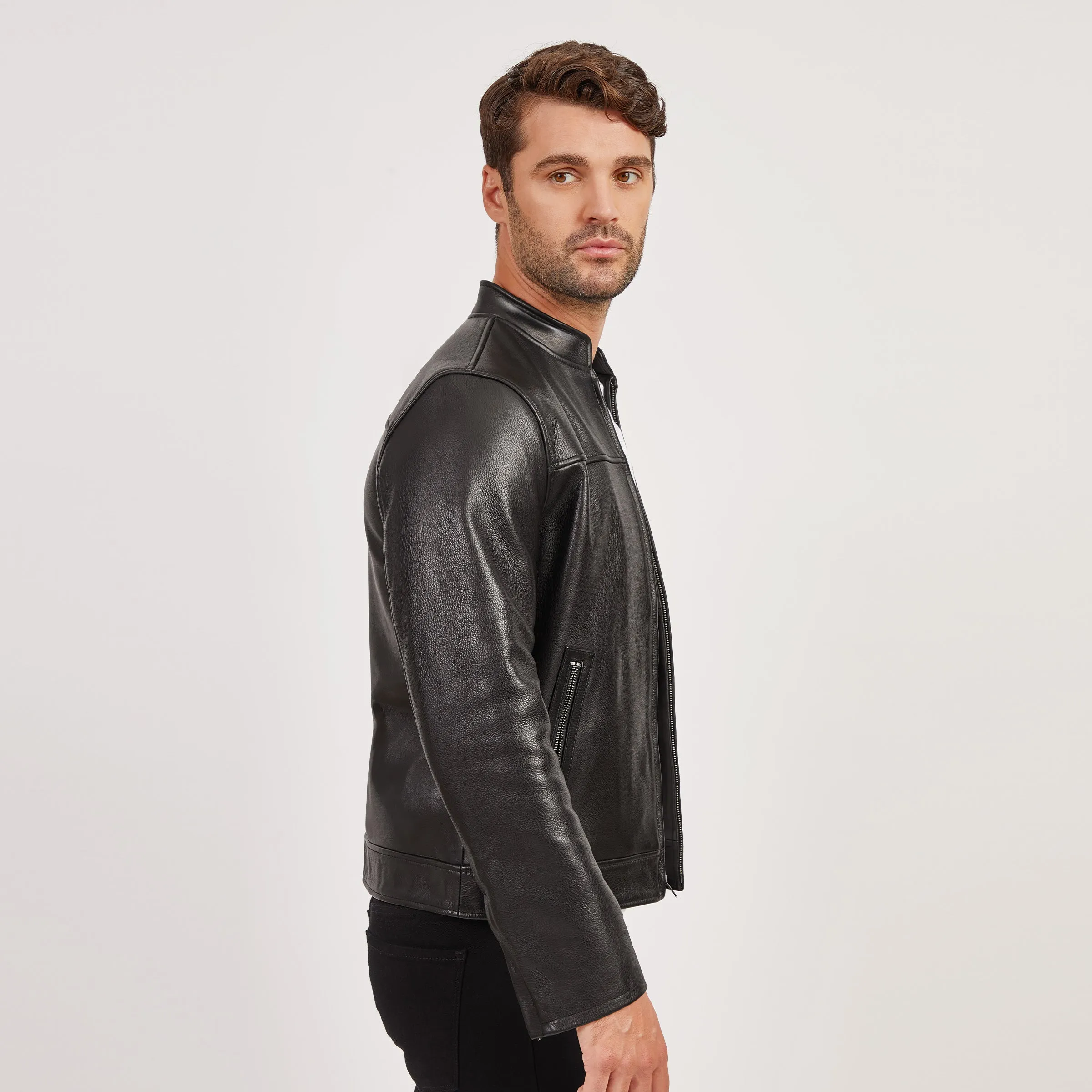 Leather Racer Jacket sold by Mott & Bow product image thumbnail 4