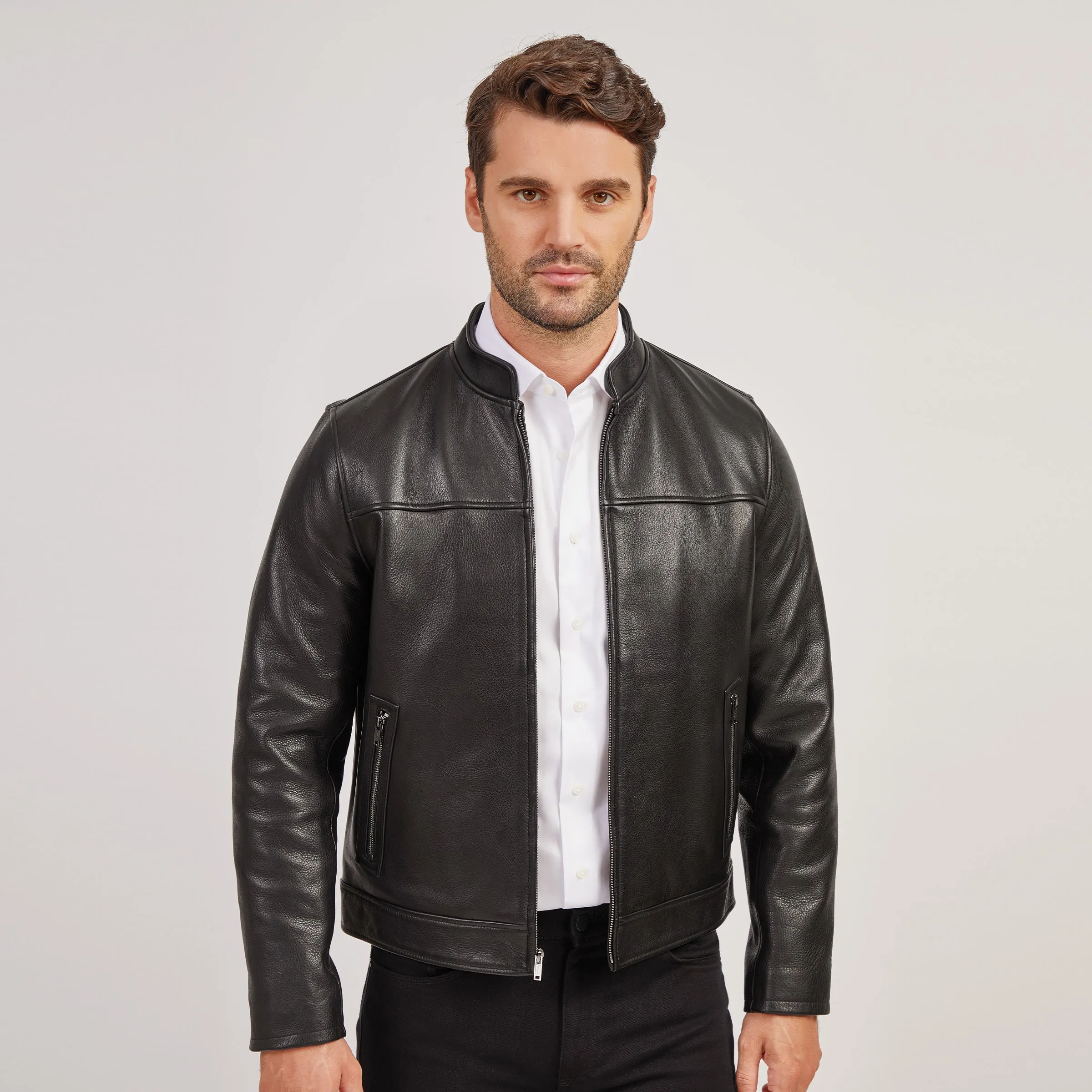Leather Racer Jacket sold by Mott & Bow product image thumbnail 3