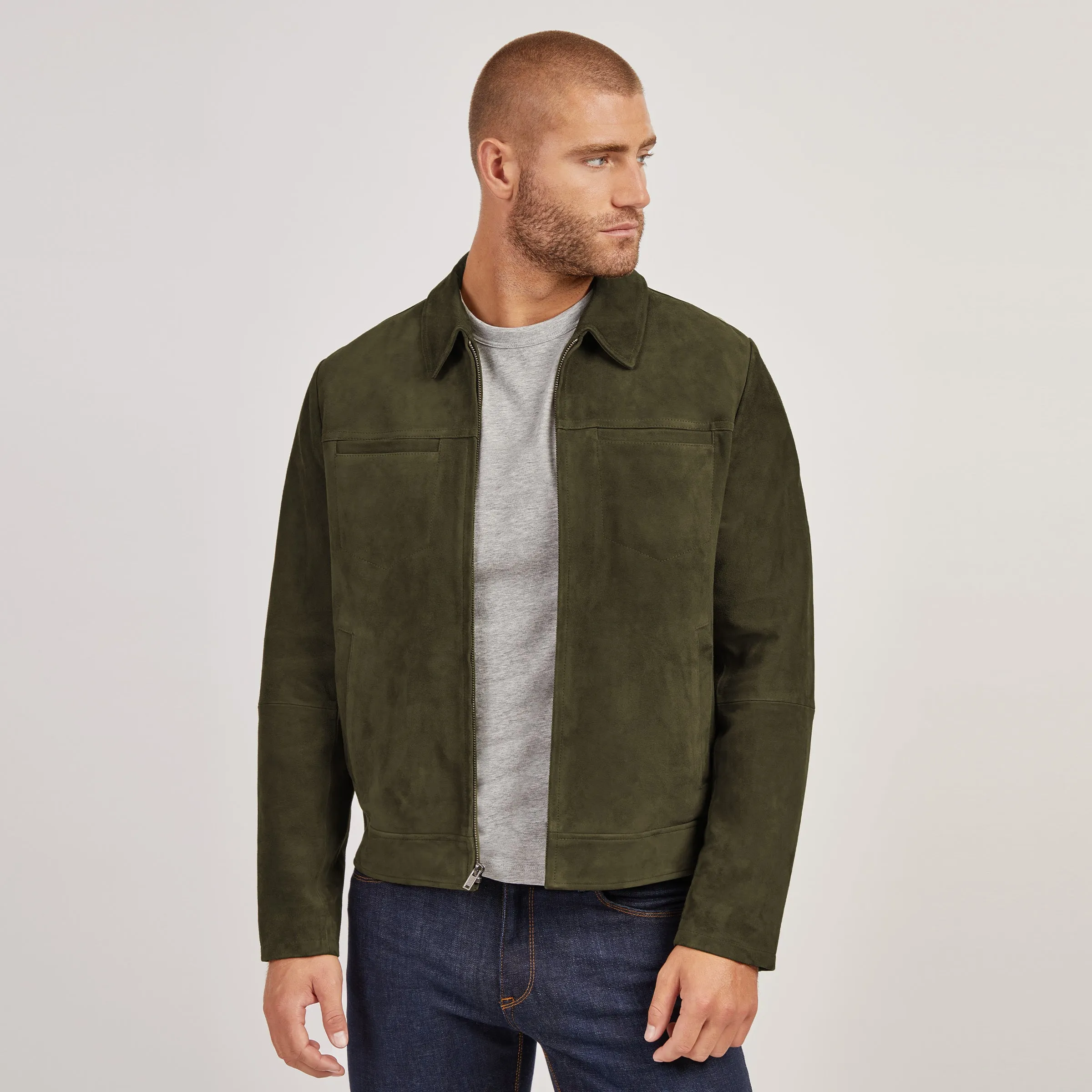 Suede Trucker Jacket sold by Mott & Bow product image thumbnail 4