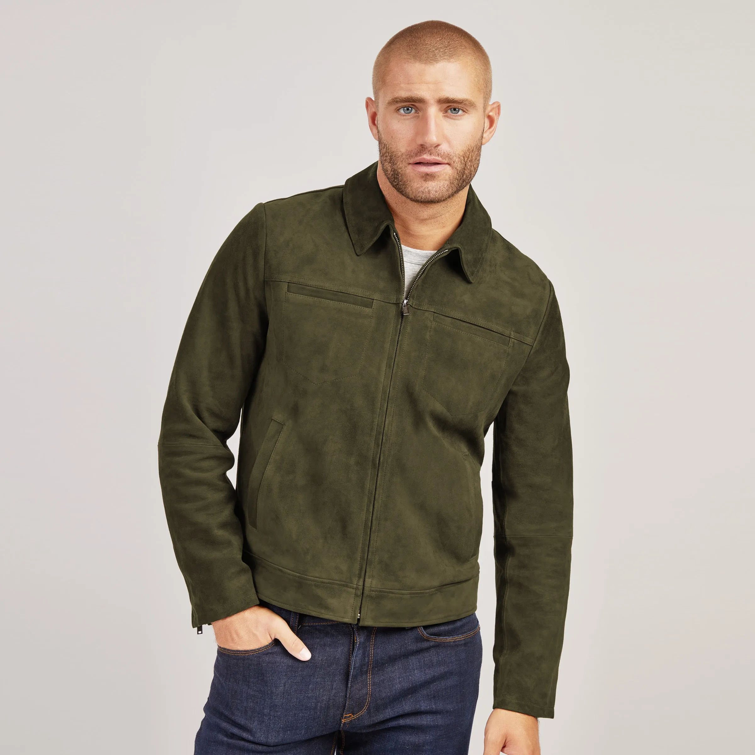 Suede Trucker Jacket sold by Mott & Bow product image thumbnail 3