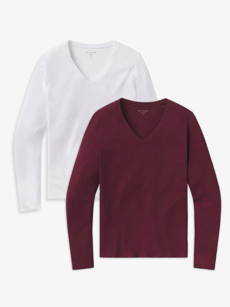 Long Sleeve V-Neck Tee Marcy 2-Pack sold by Mott & Bow
