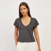 Cotton Boxy Deep V-Neck Tee sold by Mott & Bow