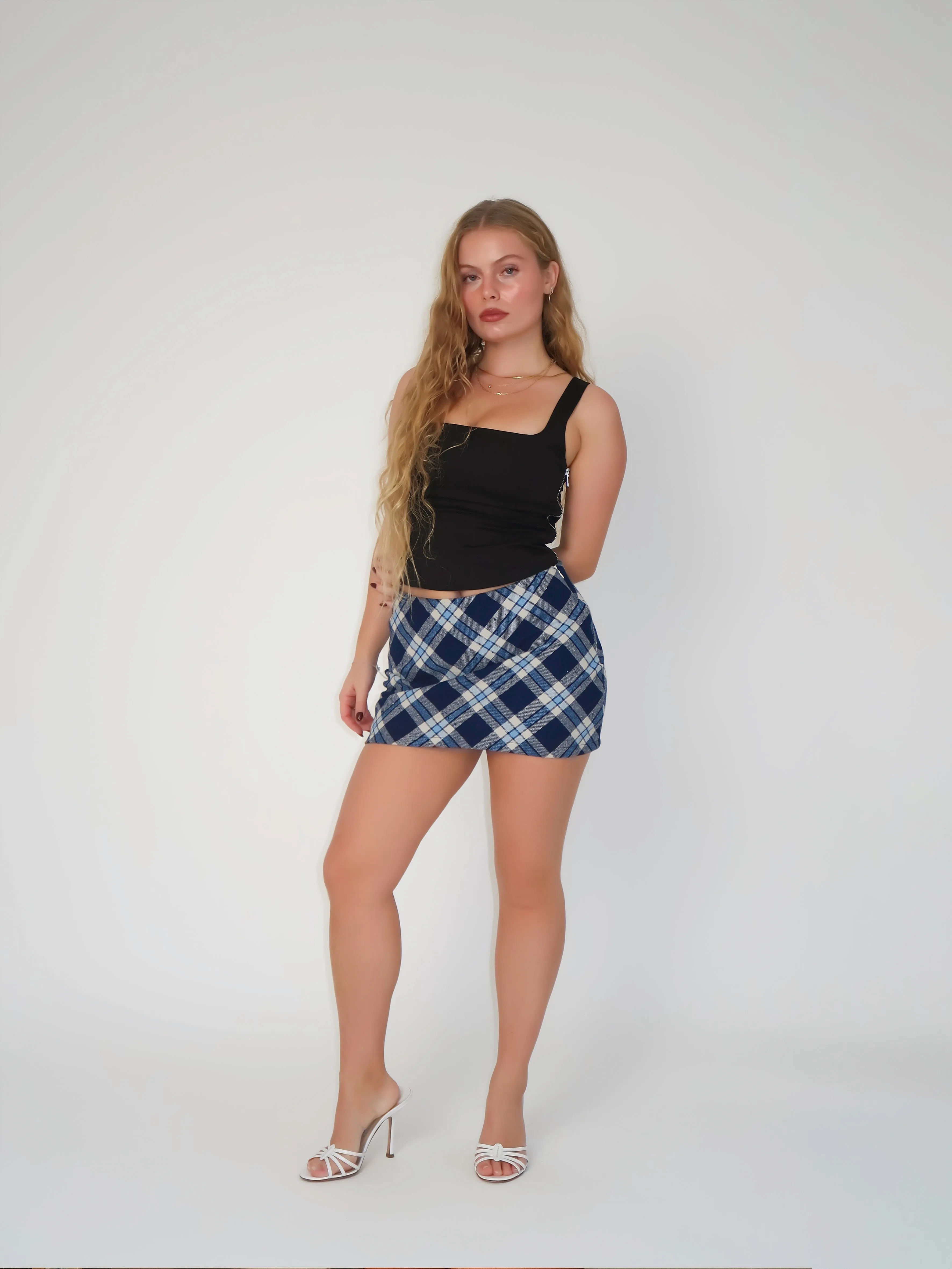 Blueberry Plaid Mini Skirt Sample sold by Millie Jane product image thumbnail 5