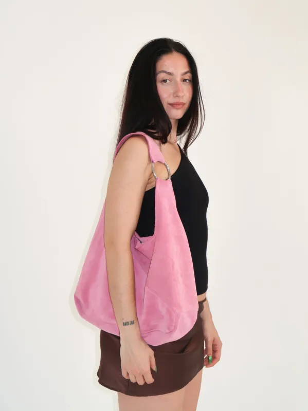 Pink Suede Hand Bag sold by Millie Jane