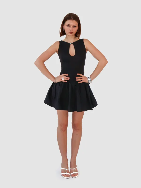 Key Hole Drop Waist Dress - Black sold by Millie Jane