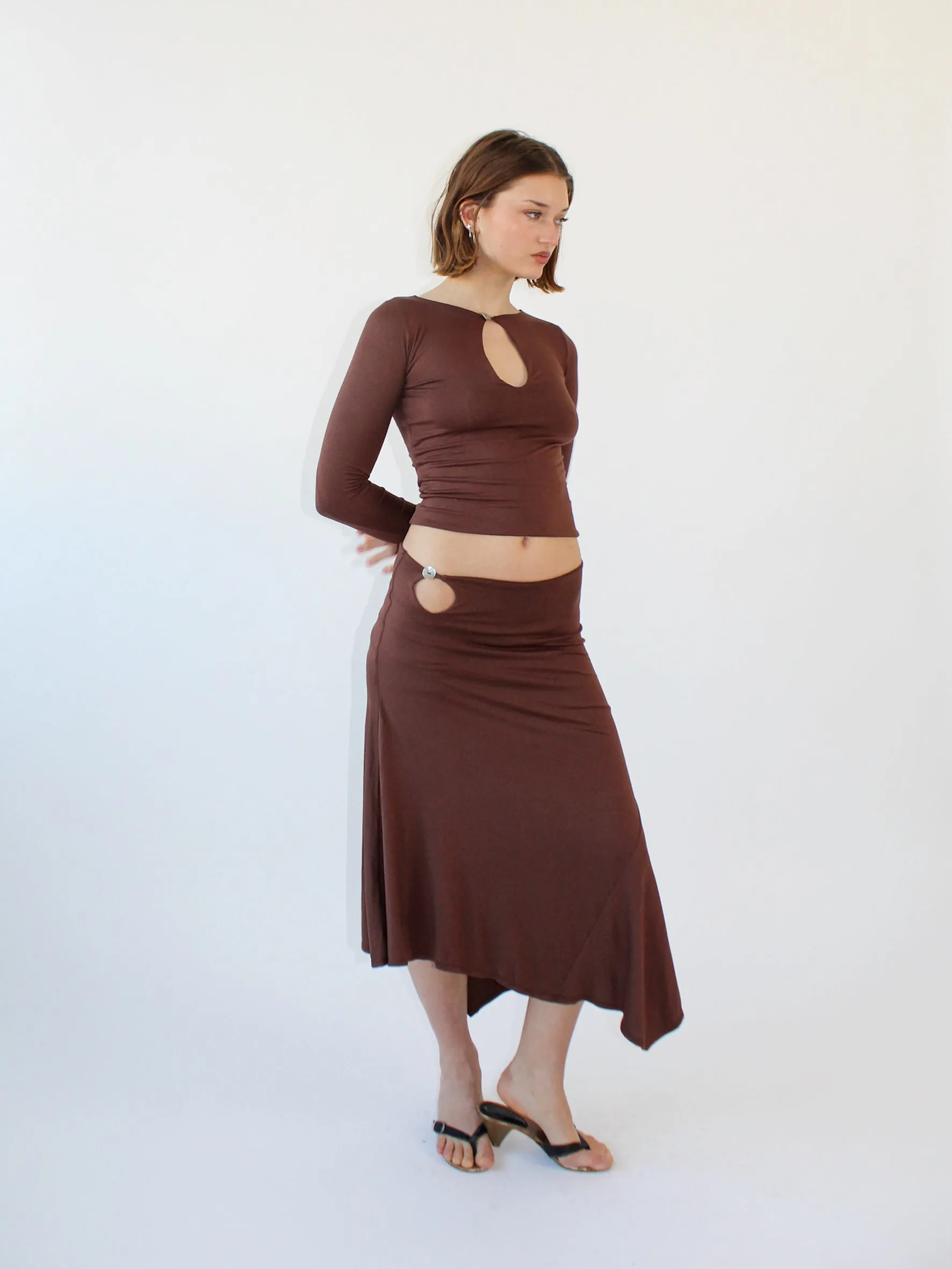 Key Hole Asymmetric Skirt - Coffee sold by Millie Jane product image thumbnail 2