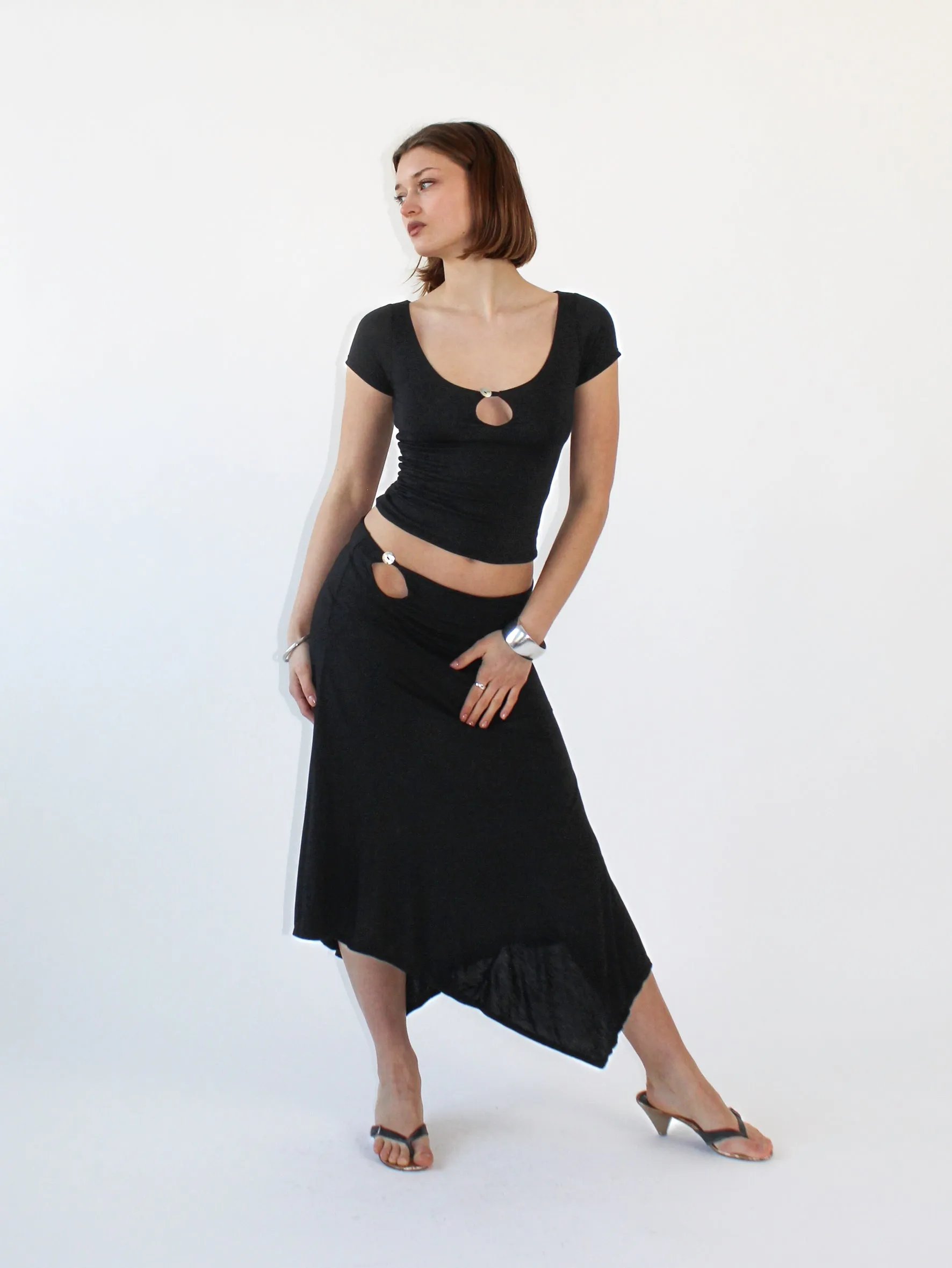 Key Hole Asymmetric Skirt - Black sold by Millie Jane product image thumbnail 2