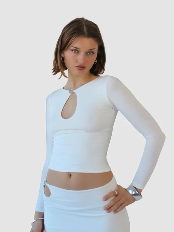 Key Hole Long Sleeve - Ivory sold by Millie Jane