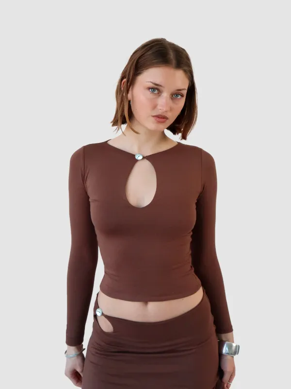 Key Hole Long Sleeve - Coffee sold by Millie Jane