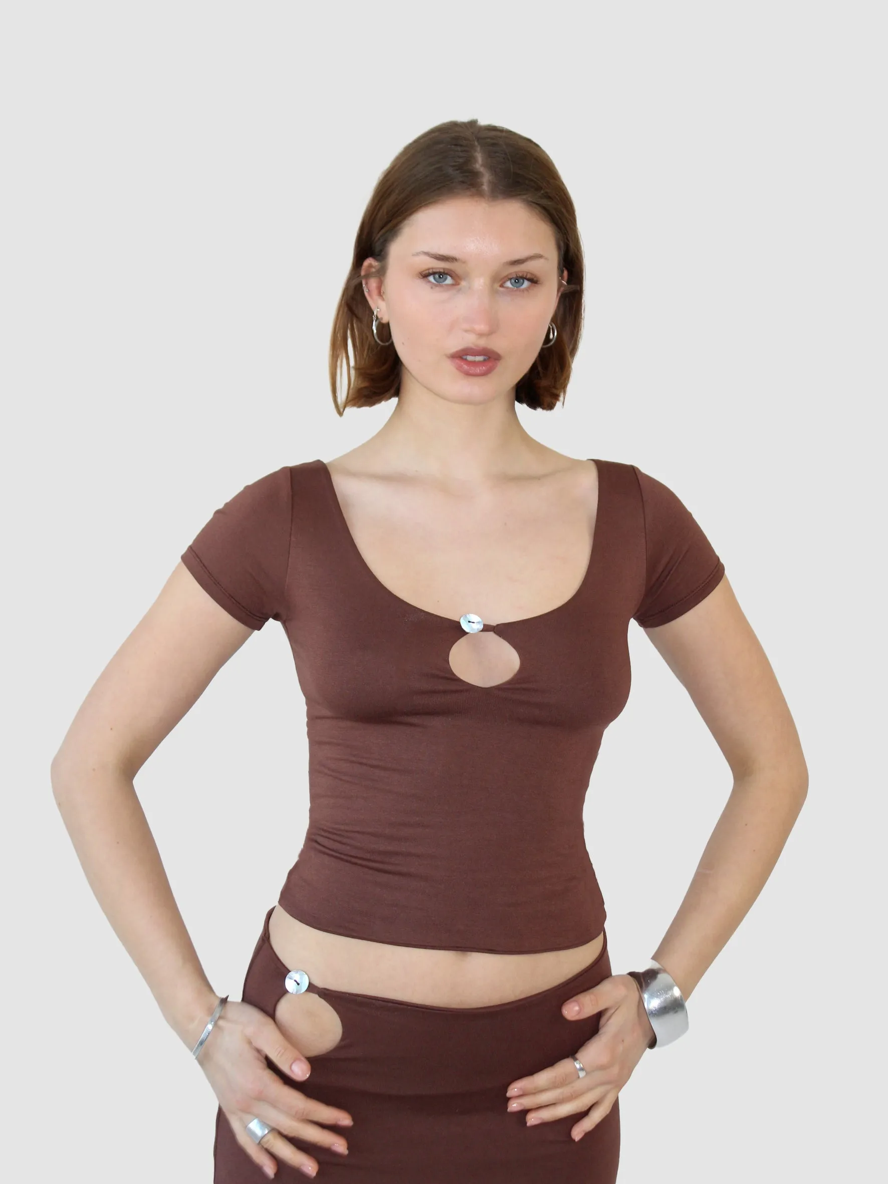 Key Hole Tee - Coffee sold by Millie Jane