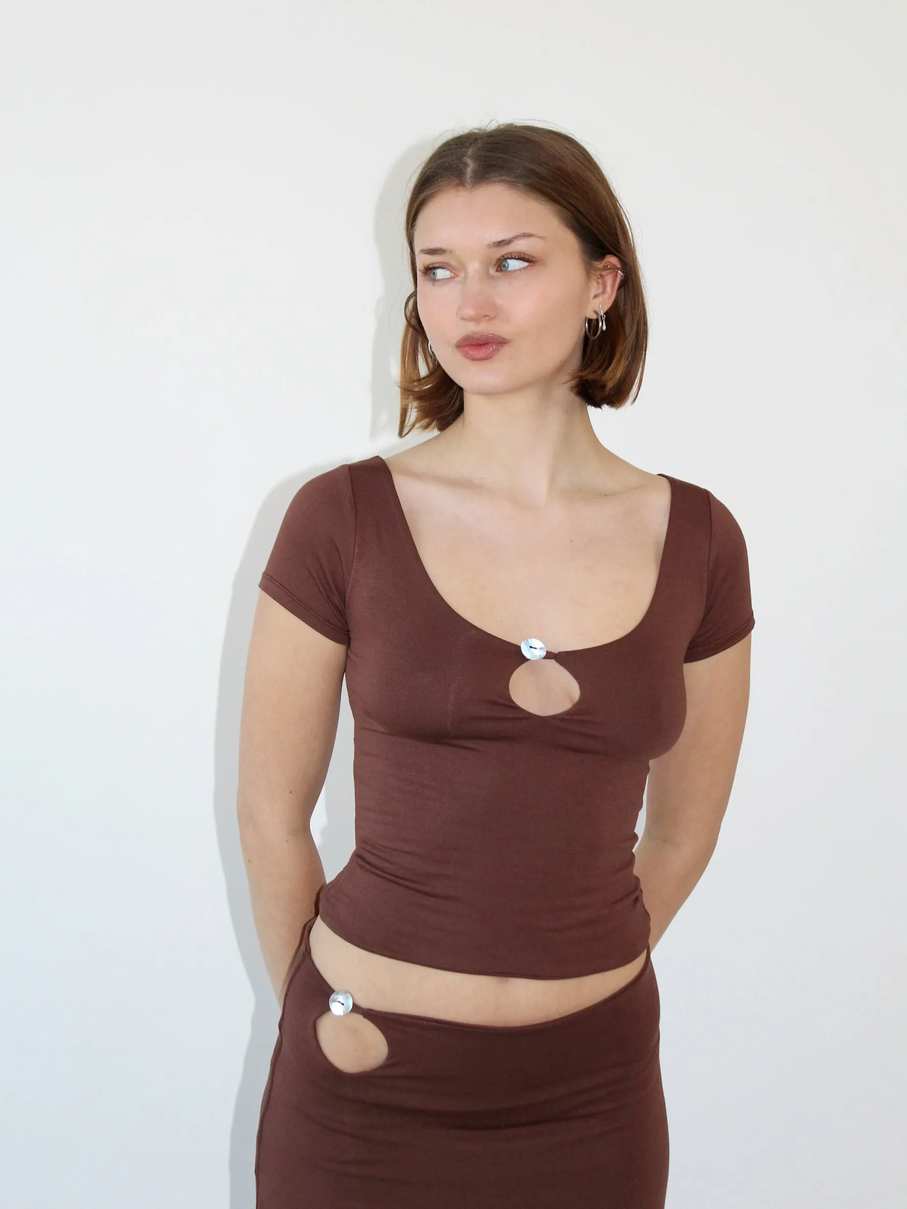 Key Hole Tee - Coffee sold by Millie Jane product image thumbnail 2