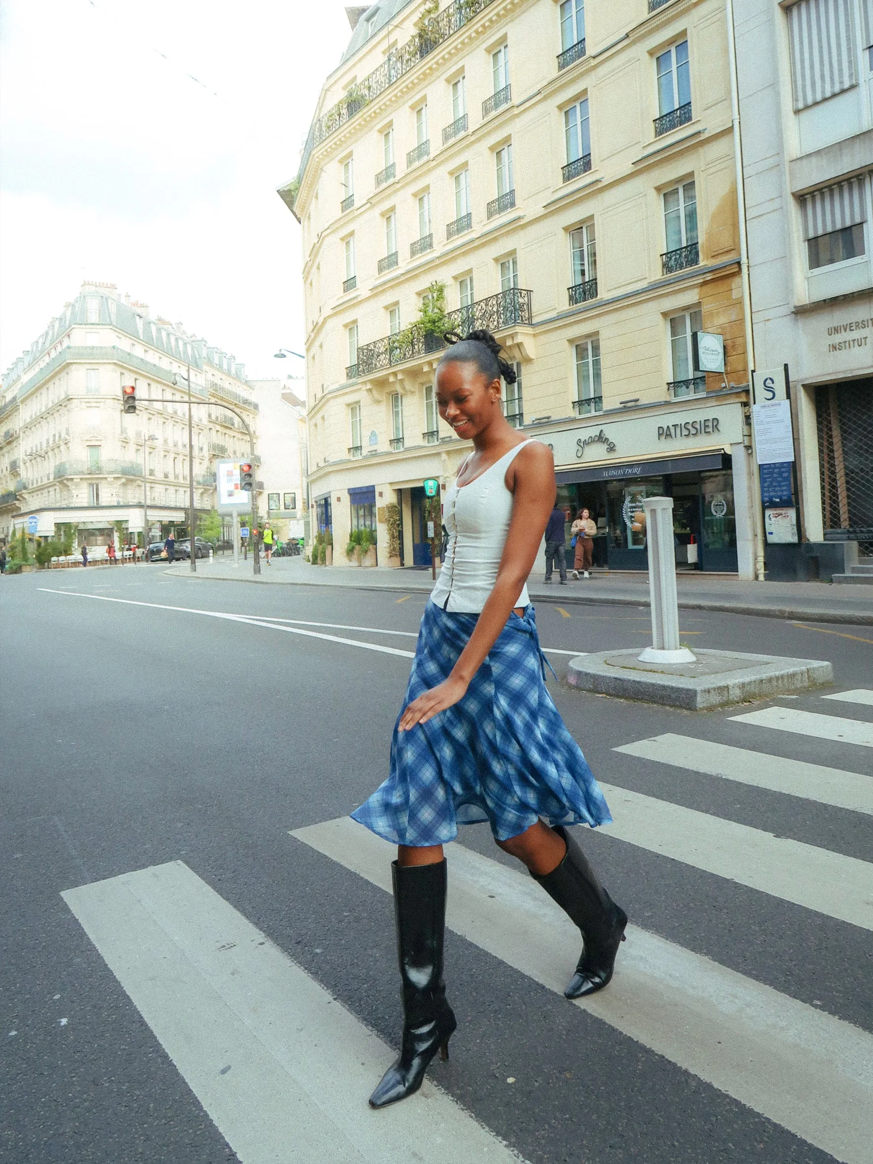 Godet Skirt - Bluebell Plaid sold by Millie Jane product image thumbnail 4