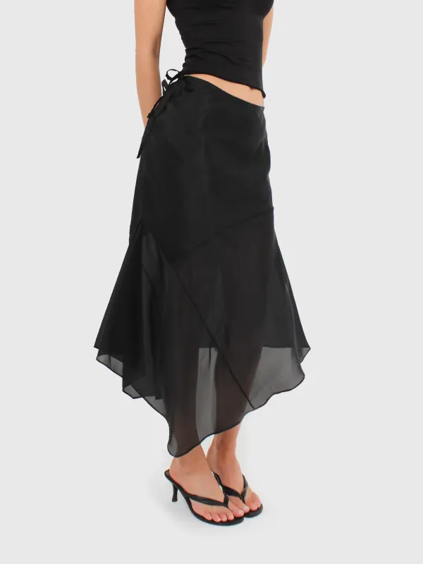 Silk Cascade Skirt - Black sold by Millie Jane