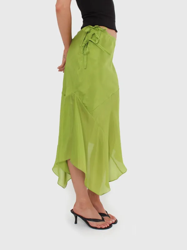 Silk Cascade Skirt - Cactus sold by Millie Jane