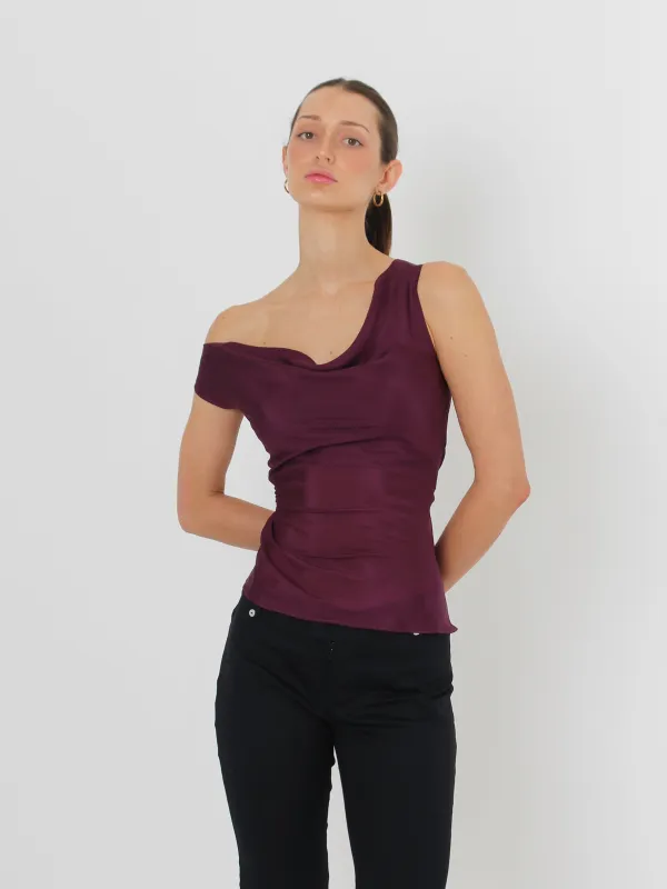 Silk Cowl Top - Blackberry sold by Millie Jane