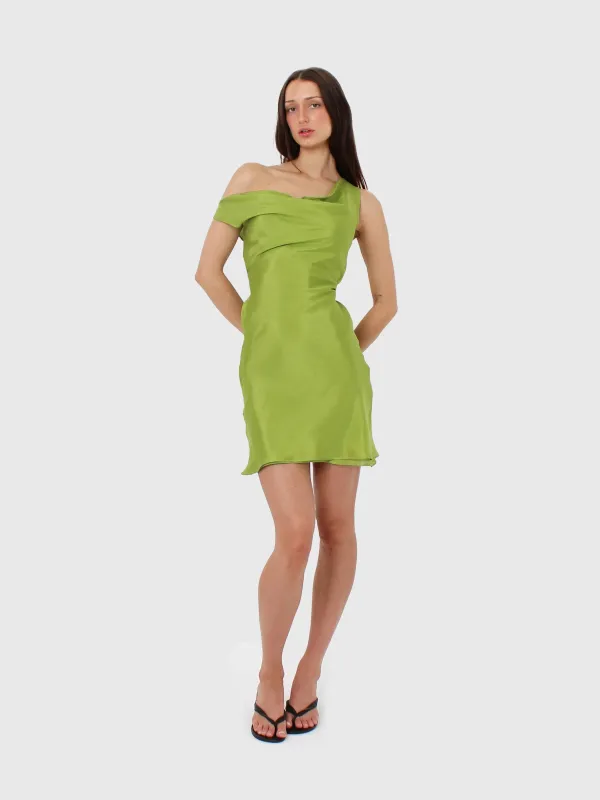 Silk Cowl Mini Dress - Cactus sold by Millie Jane