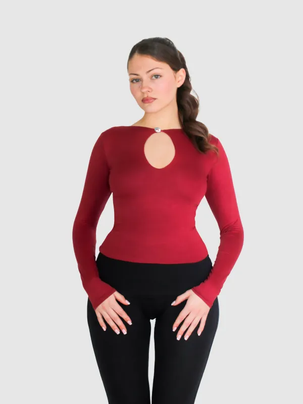 Key Hole Long Sleeve - Cranberry sold by Millie Jane