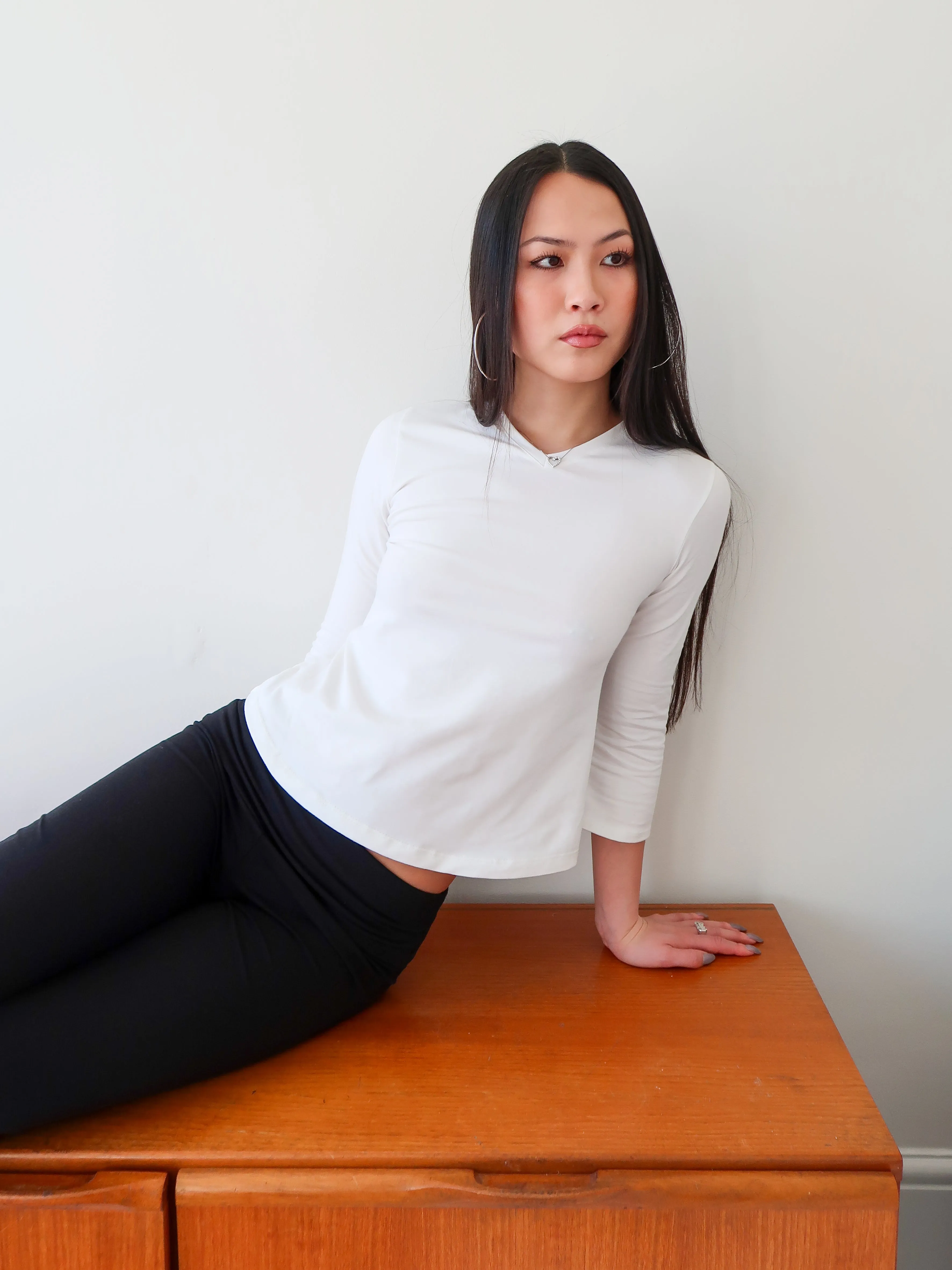 The Everyday V-Neck - Ivory sold by Millie Jane product image thumbnail 3